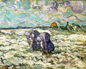 文森特威廉梵高 - 两个农妇在雪地里挖土